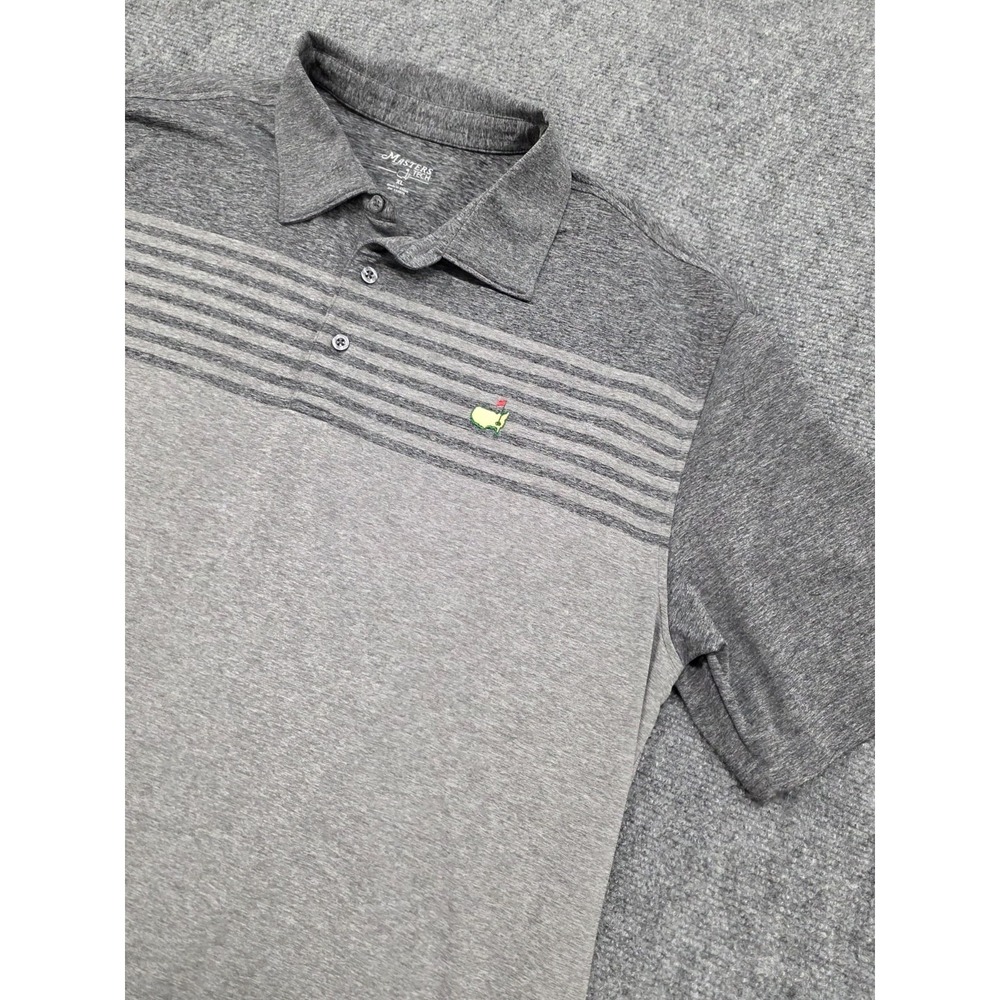 Masters Tech Shirt Mens Extra Large Gray Striped Performance Stretch Golf Polo